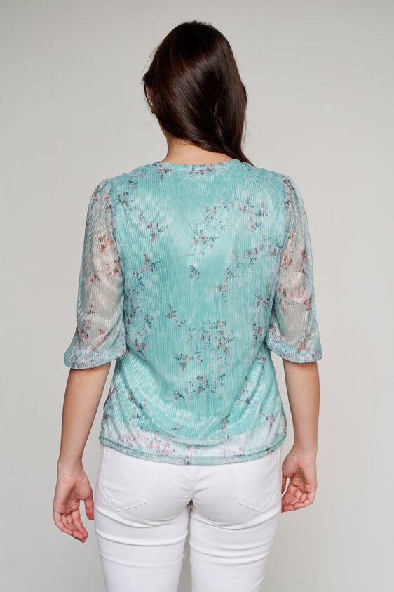 Mint Floral Regular Top, Mint, image 4