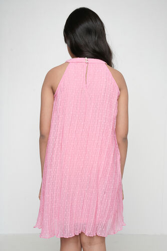 Pink Solid Flared Dress, Pink, image 5