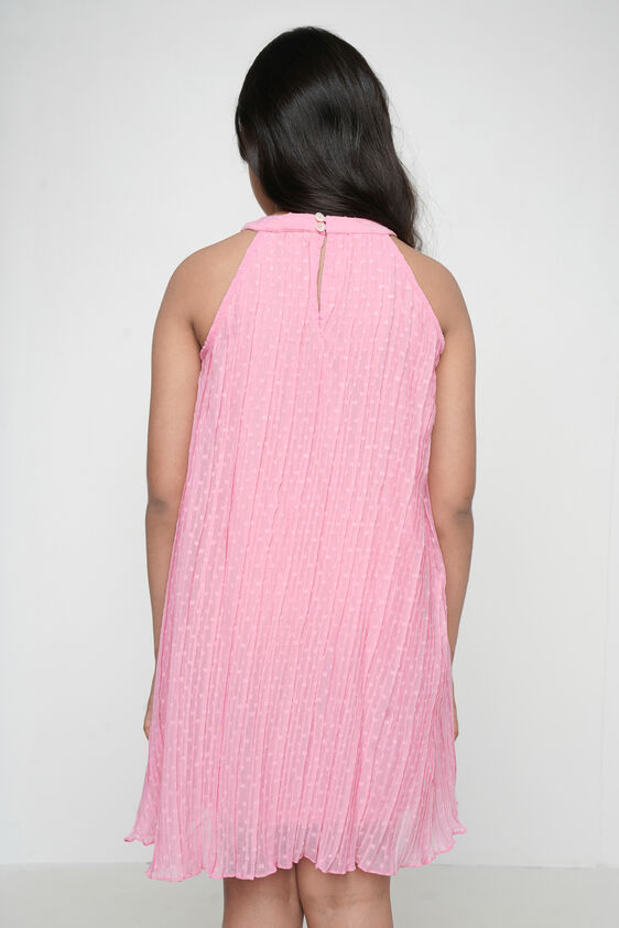Pink Solid Flared Dress, Pink, image 5
