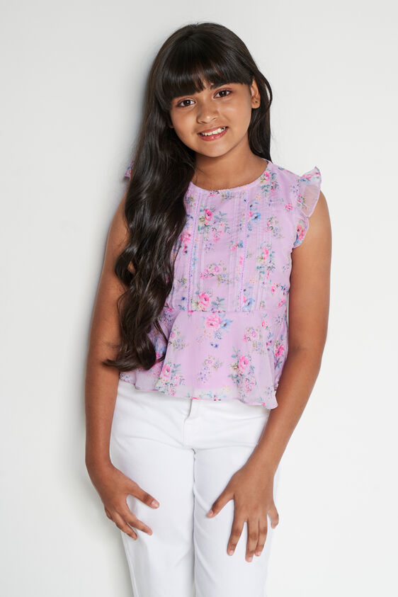 Purple Floral Flared Top, Purple, image 5