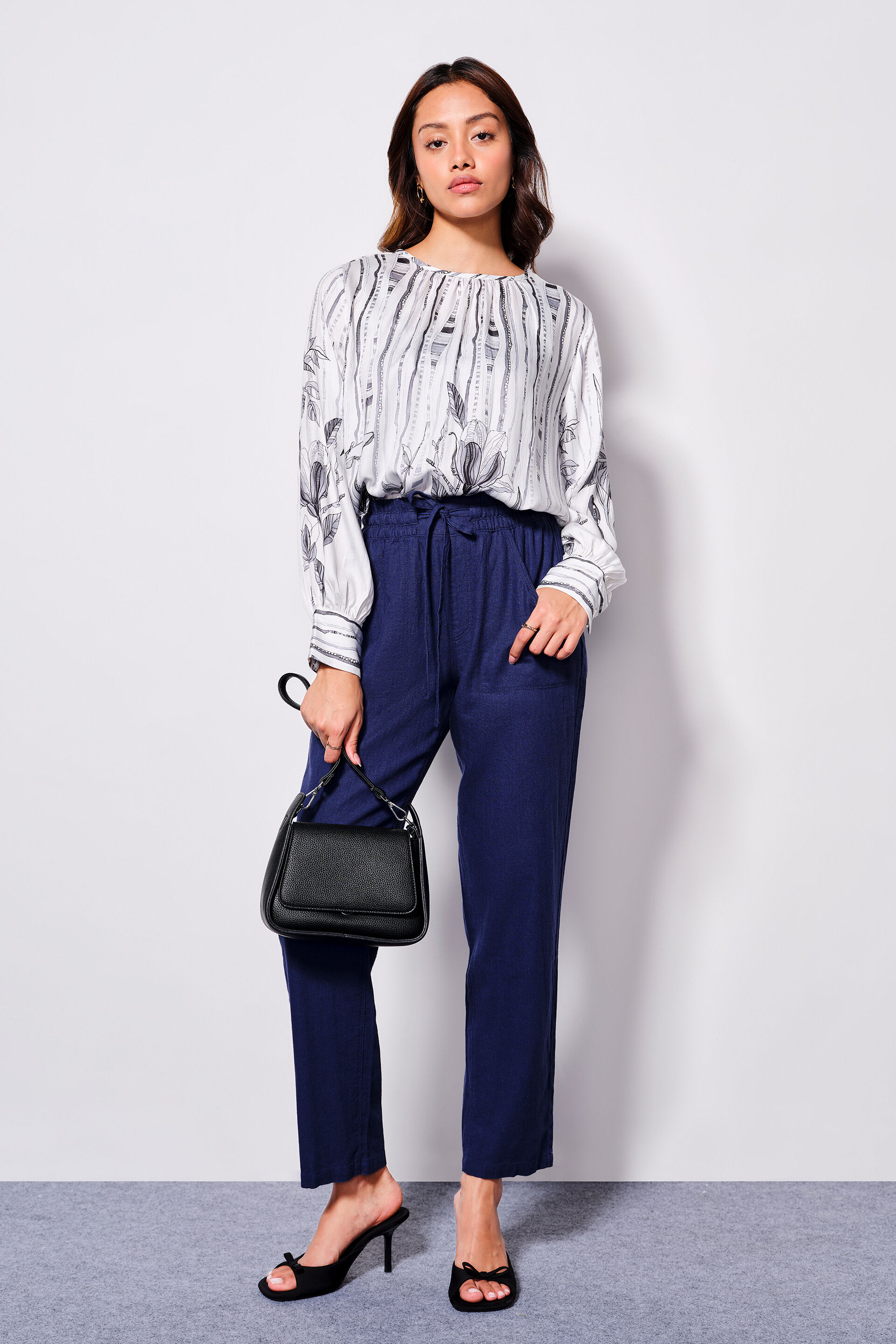 Floral Whimsy Viscose Blend Top, White, image 2