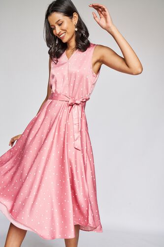 1 - Blush Polka Dots Fit and Flare Dress, image 1