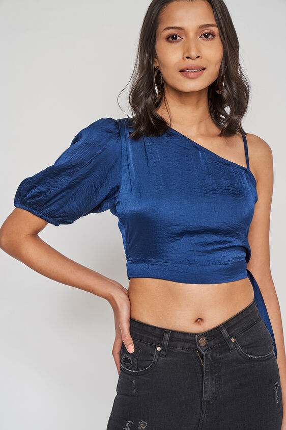 Navy Solid Straight Top, Navy Blue, image 1