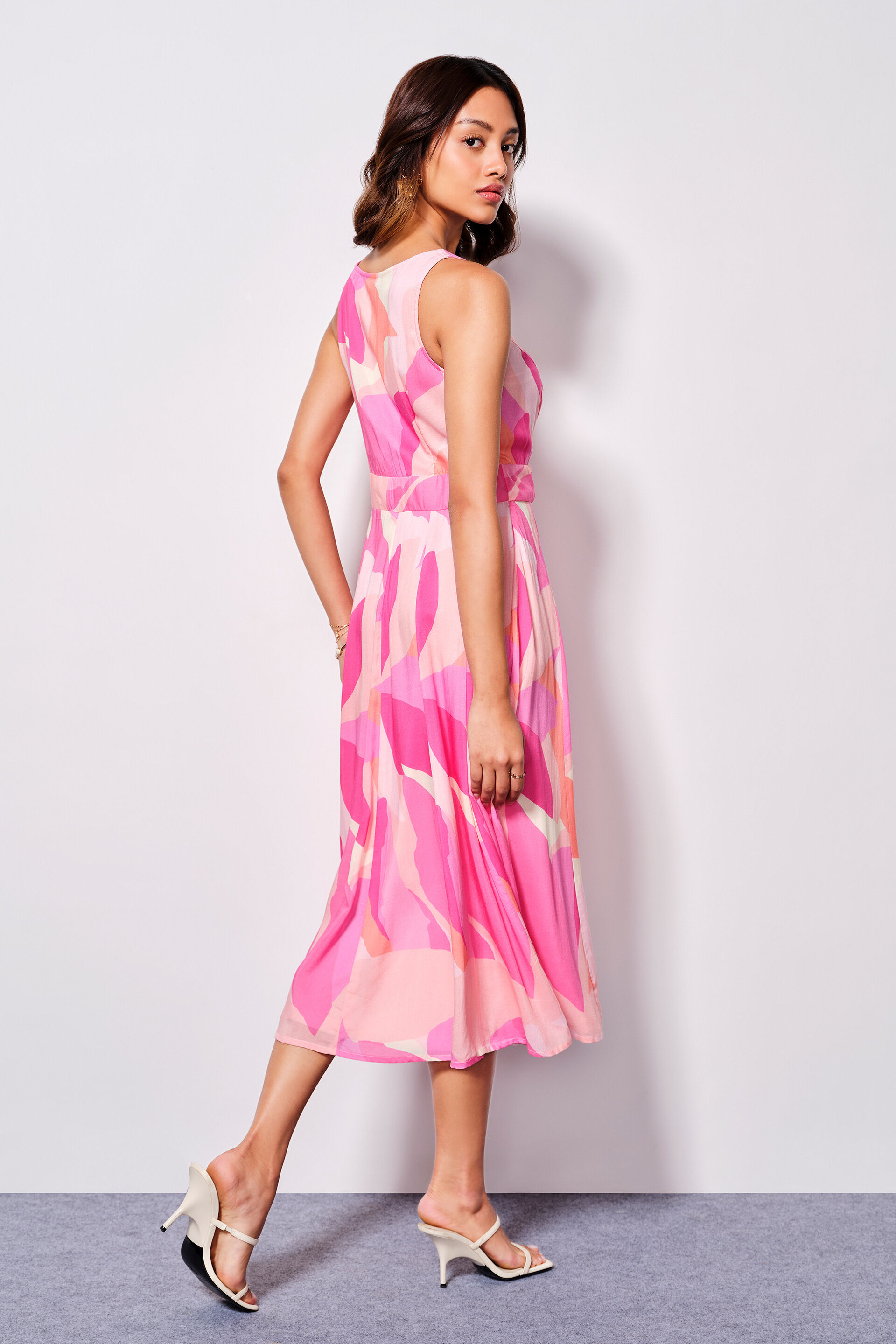 Pink Serenade Modal Flared Dress, Pink, image 6