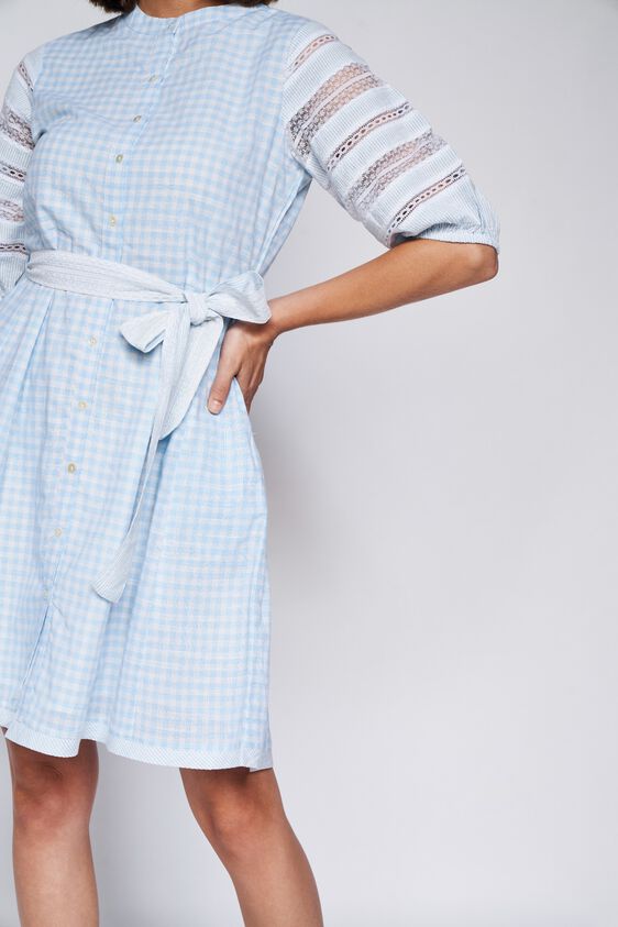 Blue Stripes Straight Dress, Blue, image 4