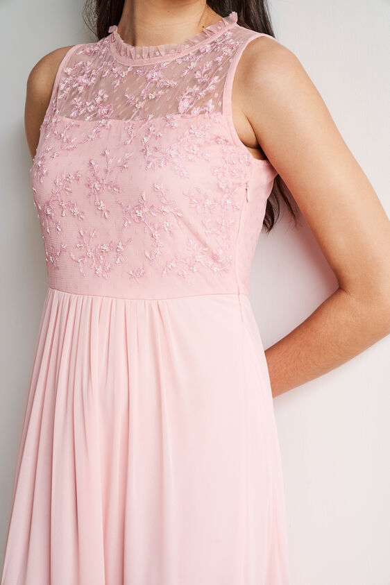 Peach Solid Fit and Flare Gown, Peach, image 6