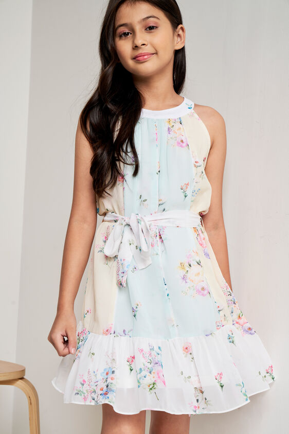Multi Floral Flounce Dress, Multi Color, image 1