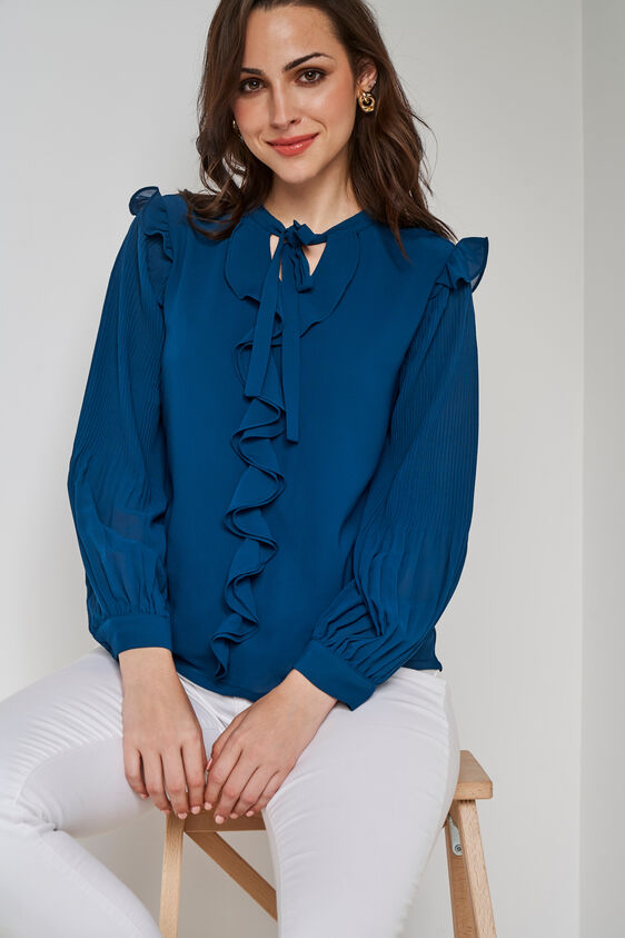 Teal Solid Straight Top, Teal, image 1