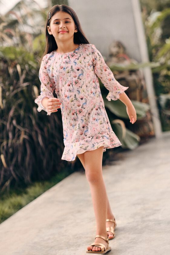 1 - Light Pink Floral A-Line Dress, image 1