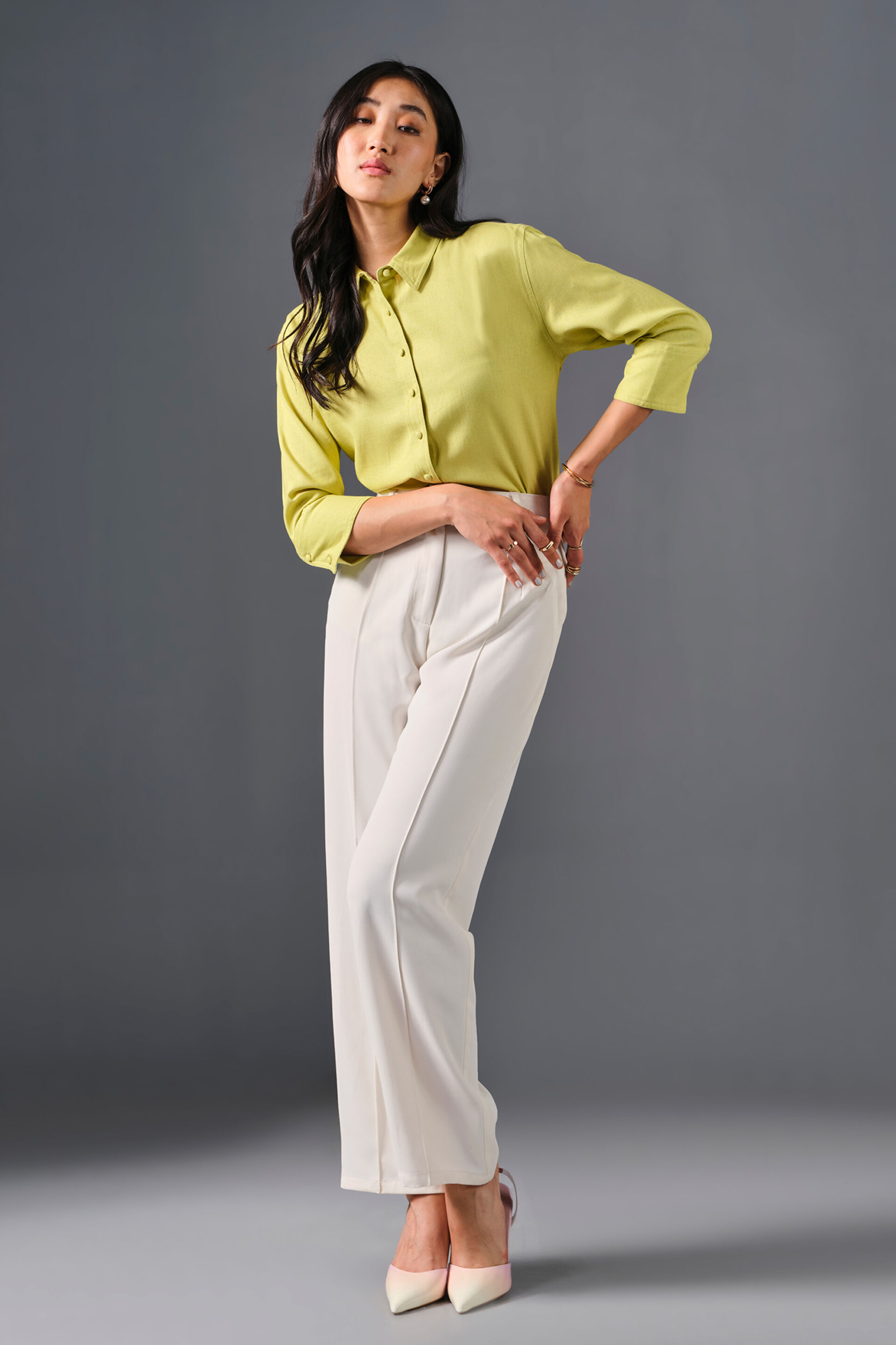 Keep It Neutral Viscose Blend Shirt, Green, image 3