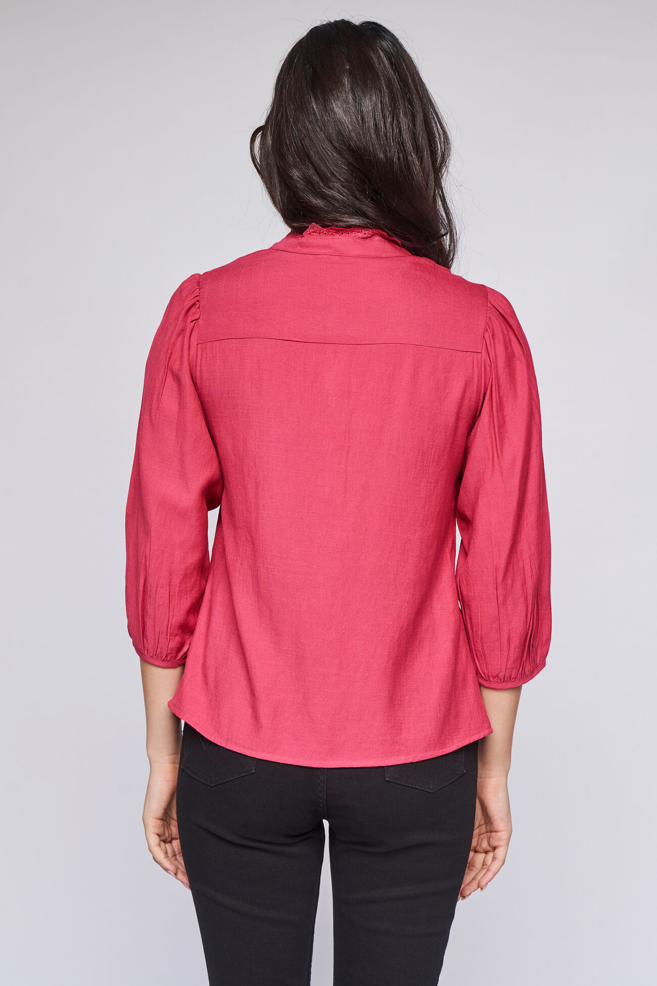 Cranberry Solid Straight Top, Cranberry, image 3