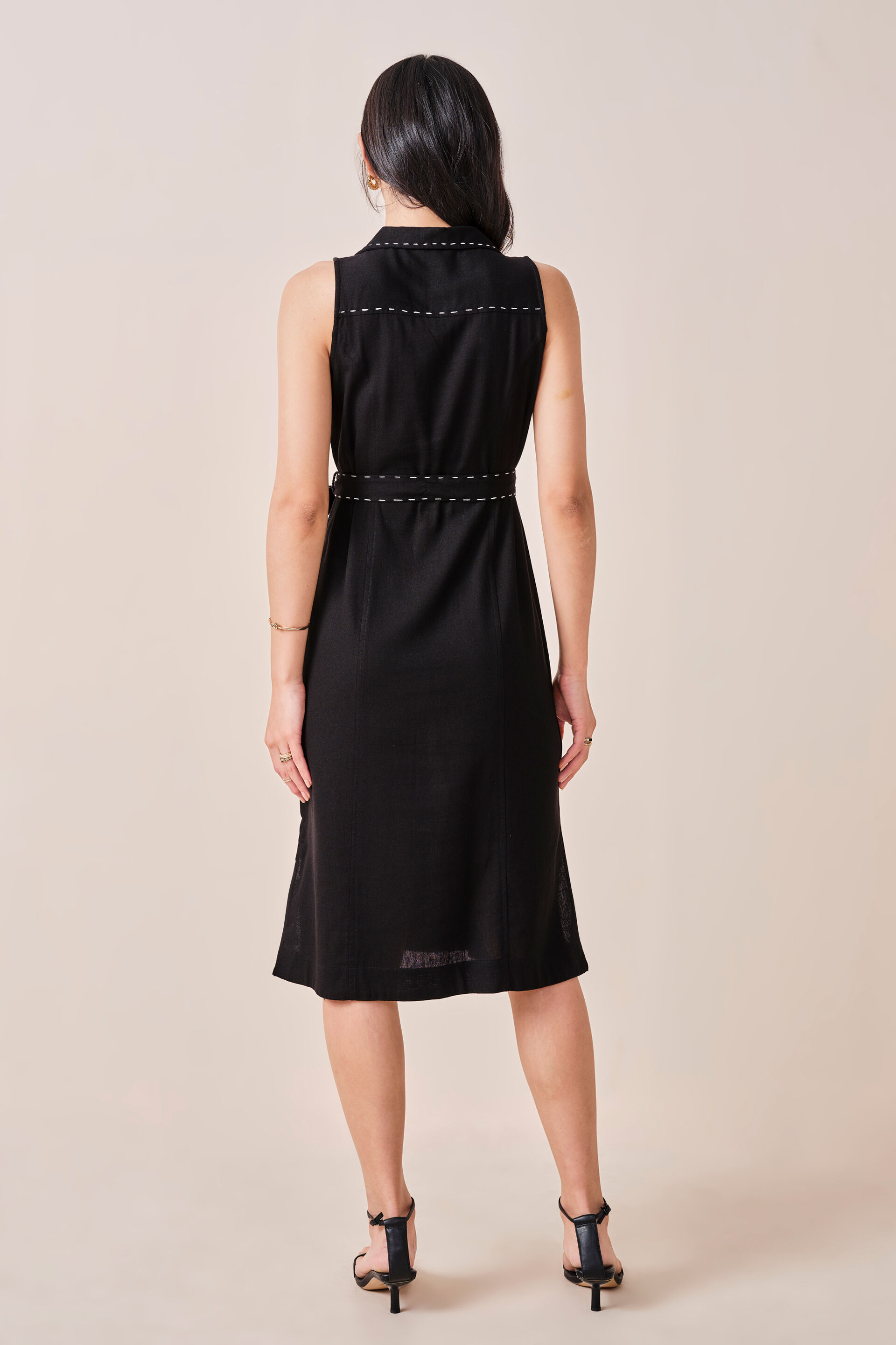 Brooklyn Viscose-blend Black Dress, Black, image 6
