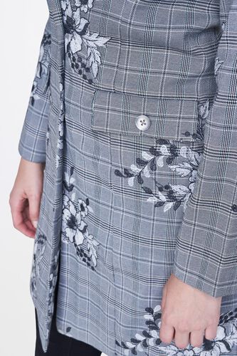 5 - Light Grey Floral Lapel Collar Overcoat Jacket, image 5