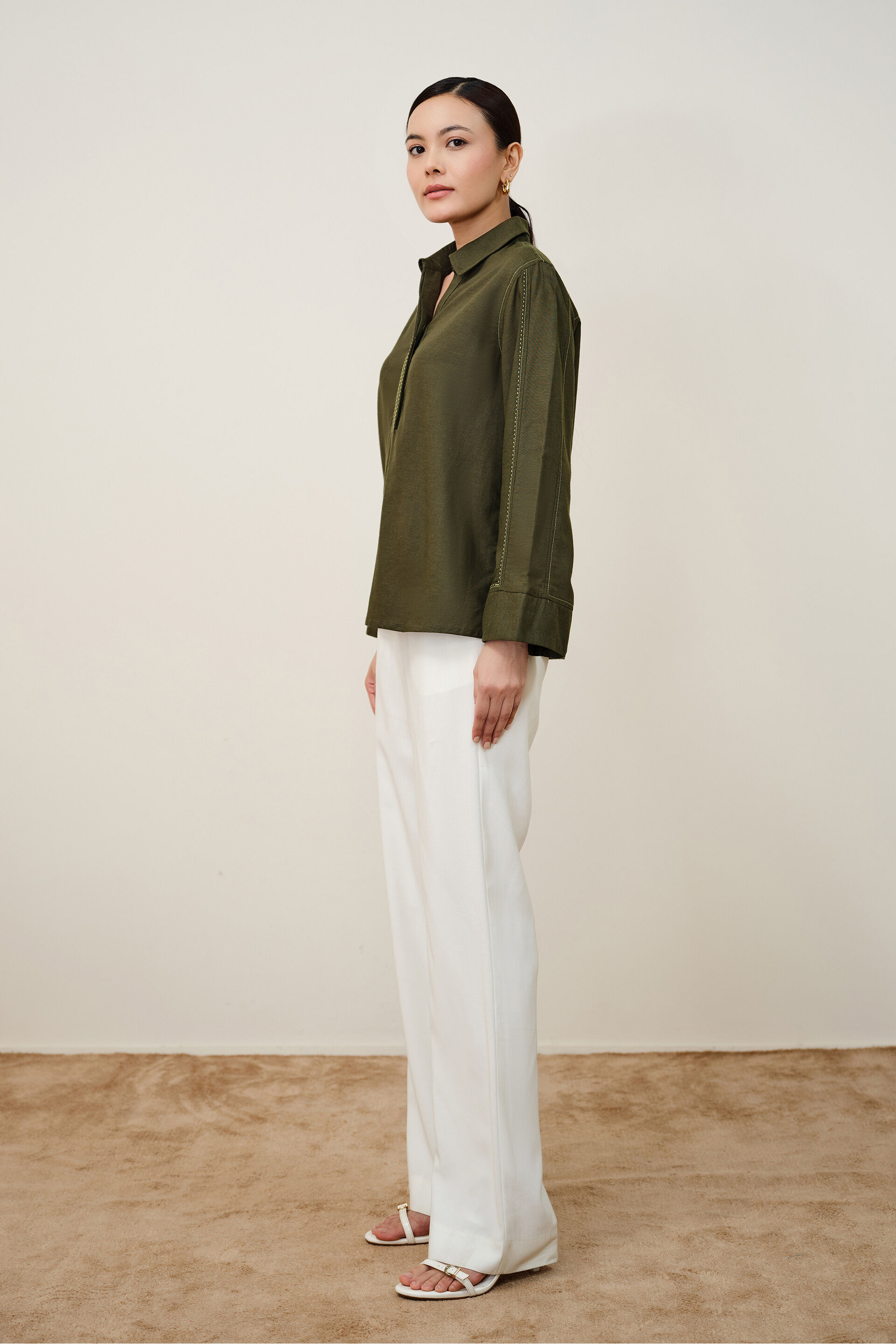 Orelia Olive Top, Olive, image 4