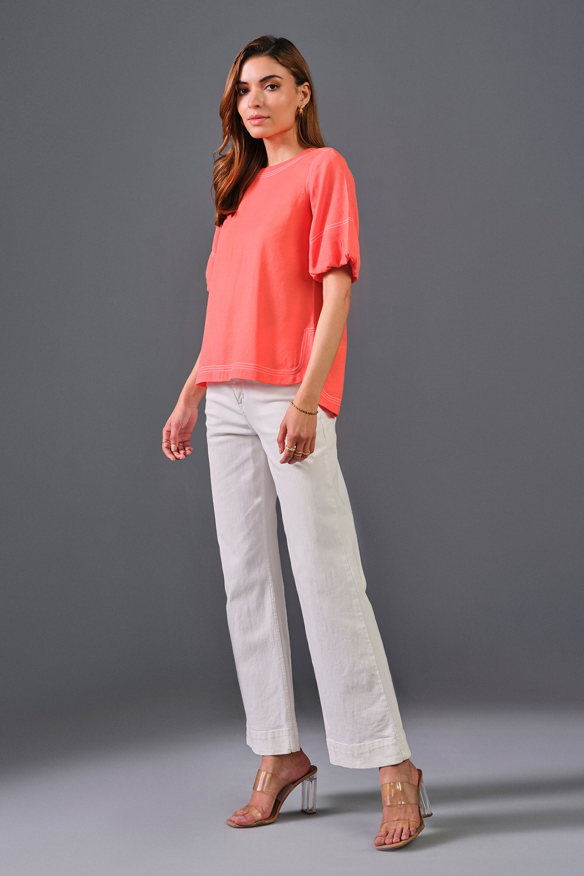 Summer Hint Rayon Top, Orange, image 3