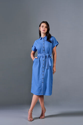Blue Hue Viscose Blend Shirt Dress, Blue, image 1