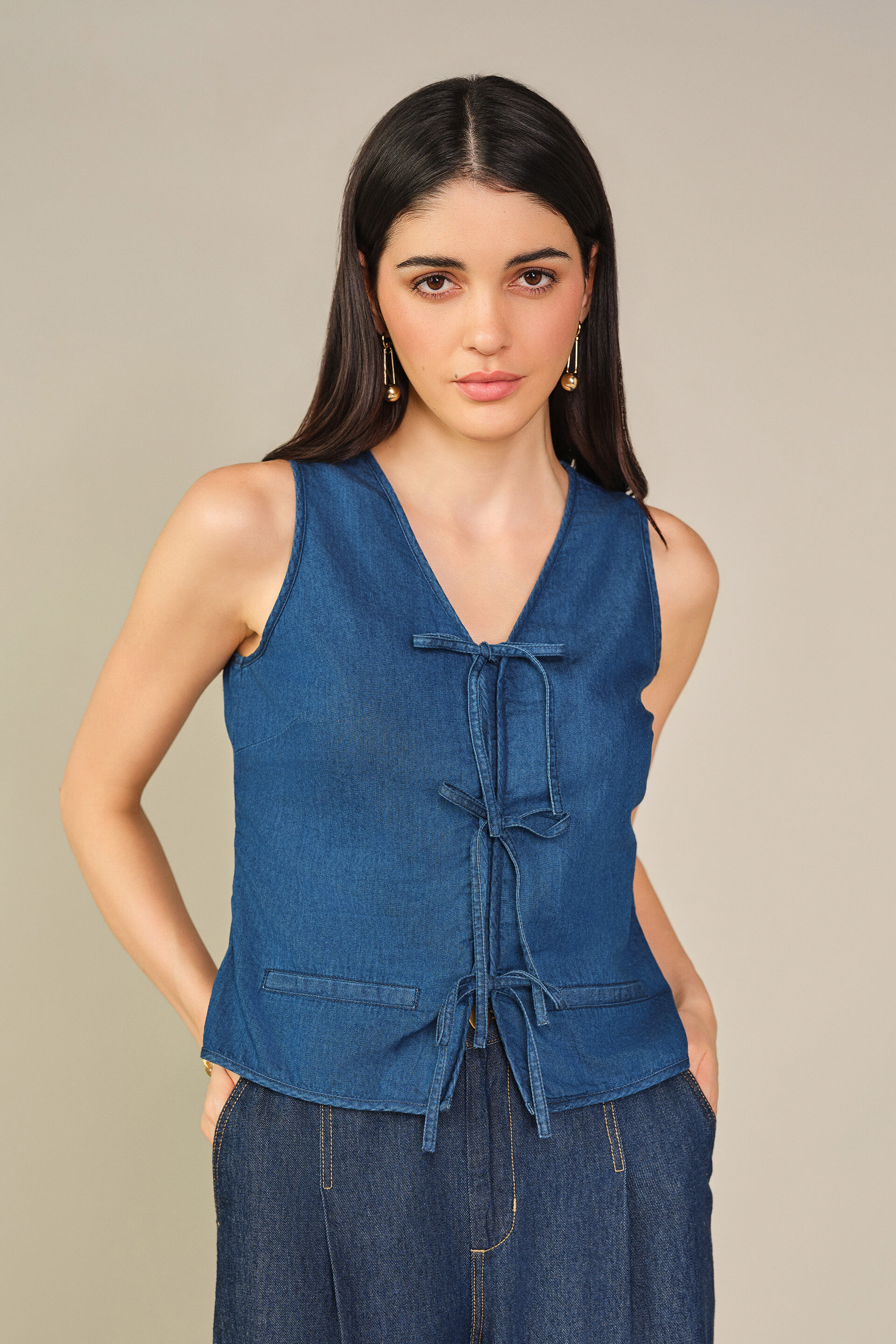 Straight Denim Top in Blue
