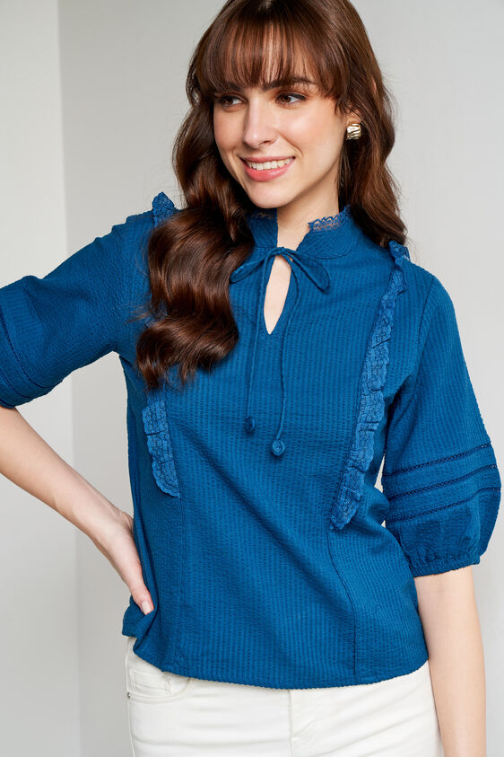 Teal Solid Curved Top, Teal, image 1