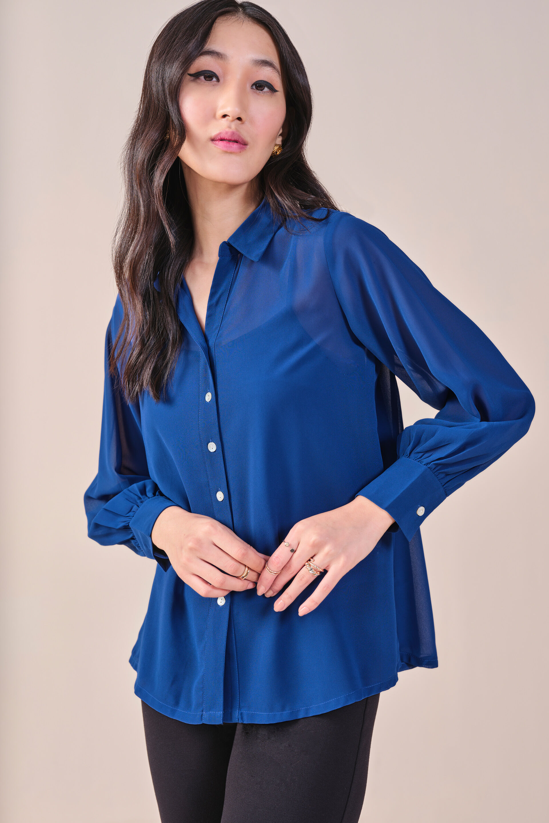 Delilah Printed Shirt, Navy Blue, image 5