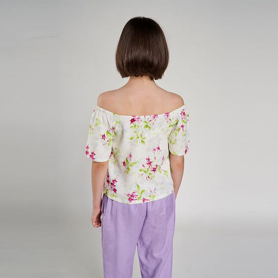 4 - White Floral Printed A-Line Top, image 4