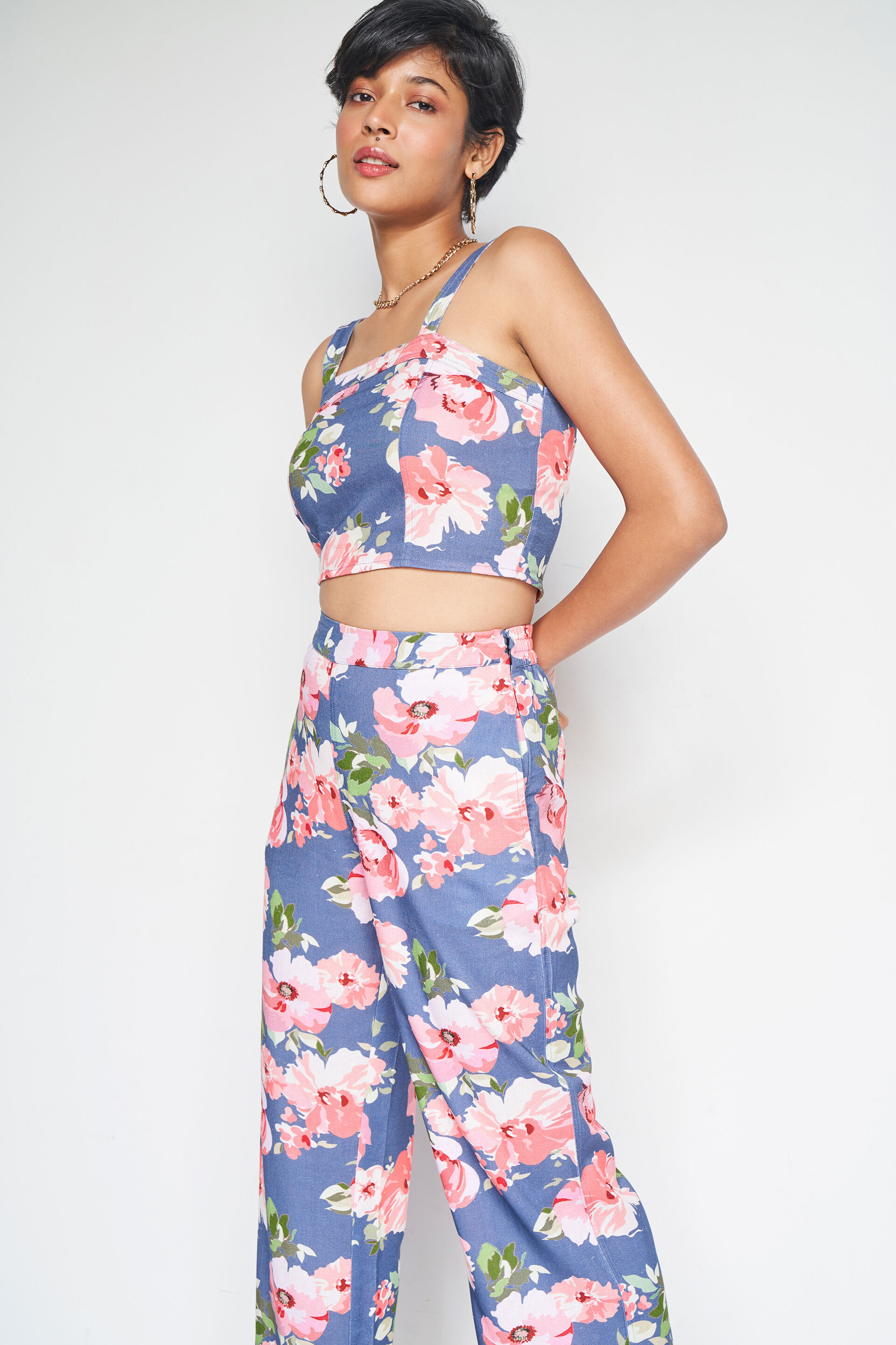 Floral Flourish Co-ords Set, Indigo Blue, image 5