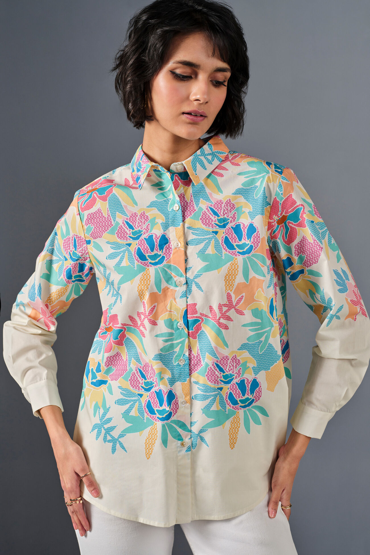 Foliage Cotton Shirt, Multi Color, image 3