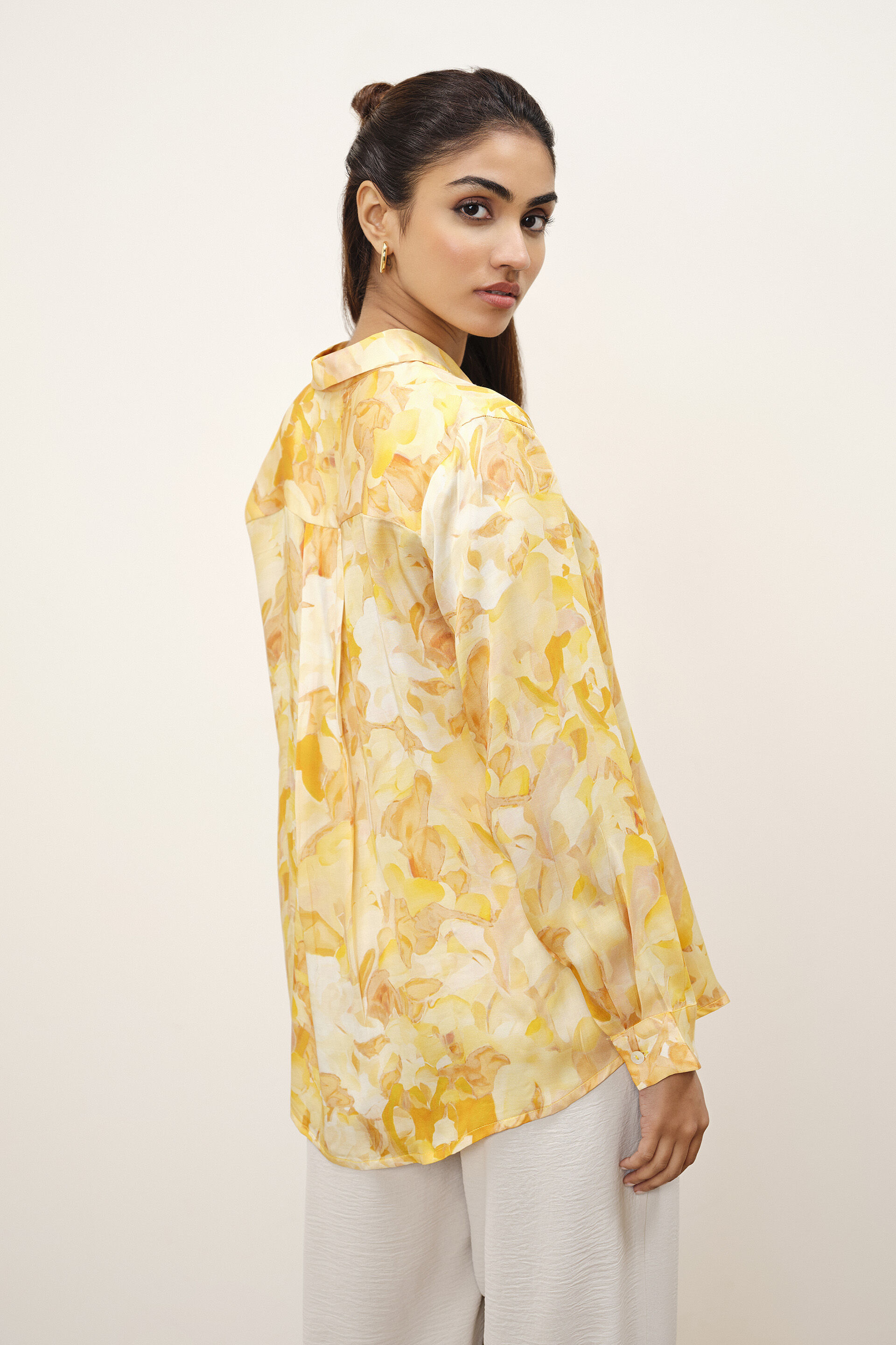Yellow Modal Printed Shirt, Yellow, image 6