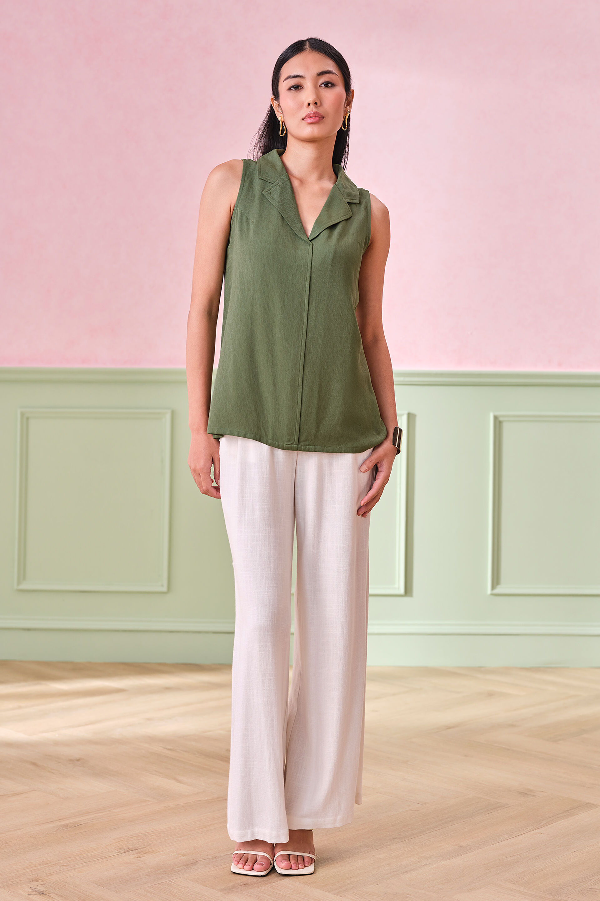 Nature Girl Rayon Blend Top, Olive, image 2