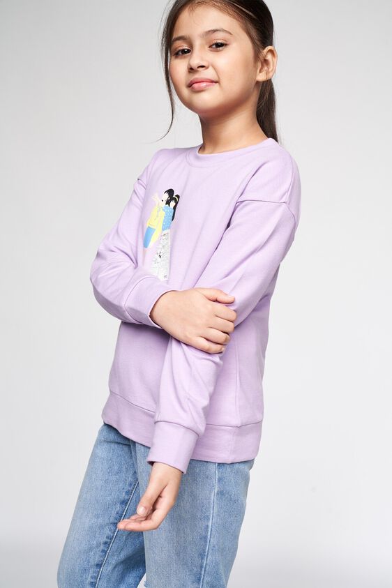 2 - Lilac Graphic Straight Sweatshirt, image 2