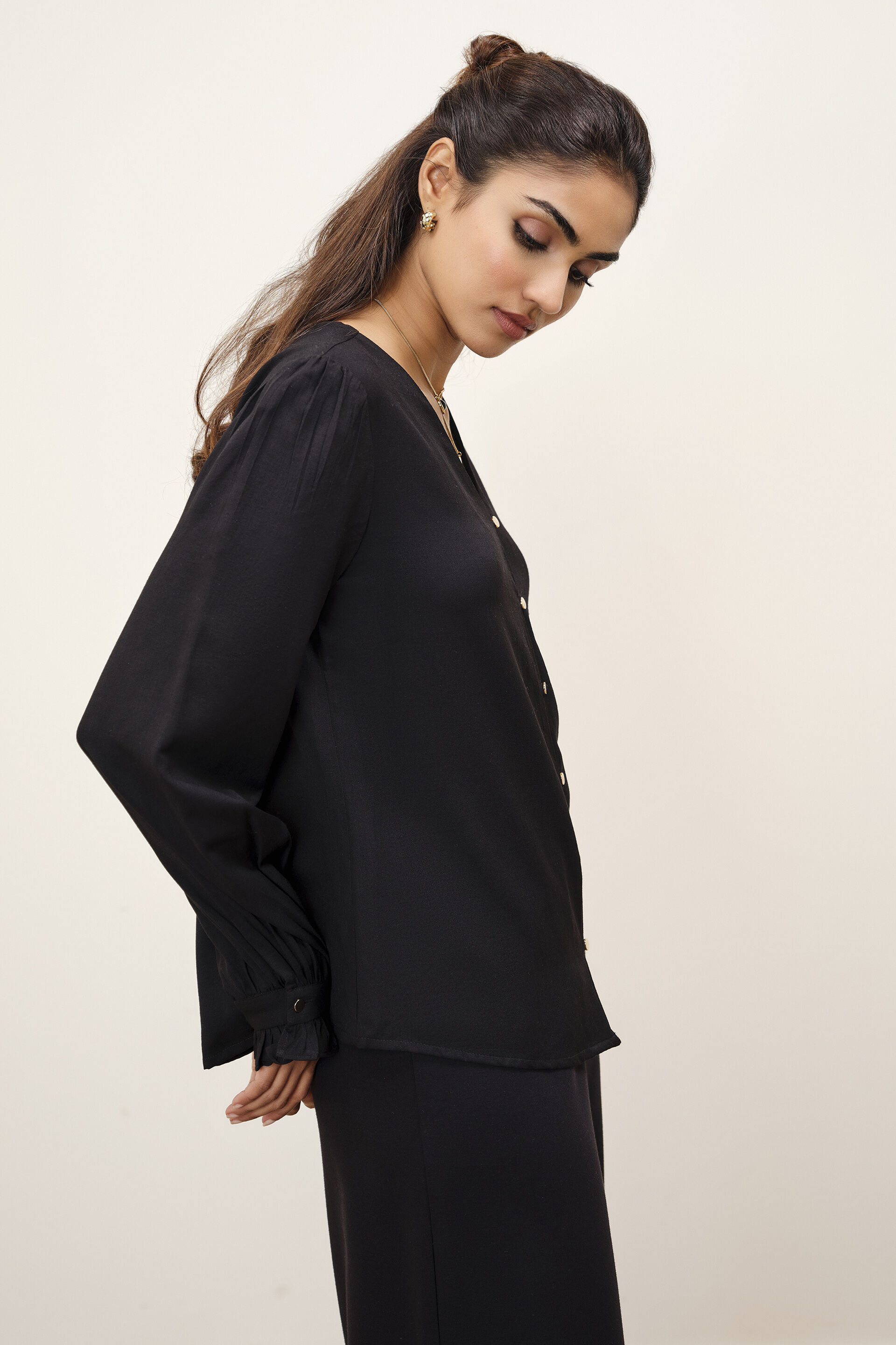 Tarin Black Frill Top, Black, image 4