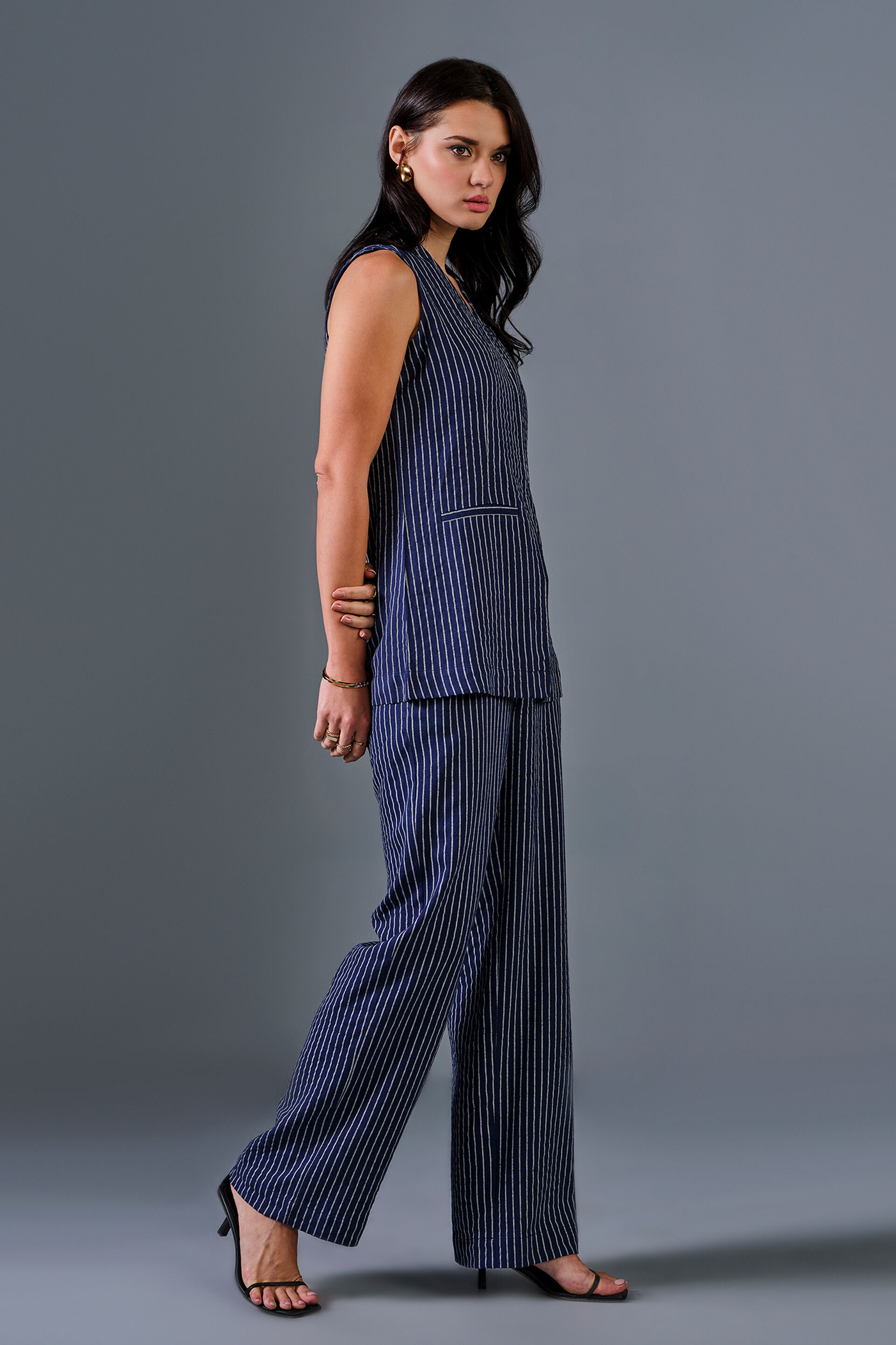 Aristo Linen Blend Co-ord Set, Blue, image 2