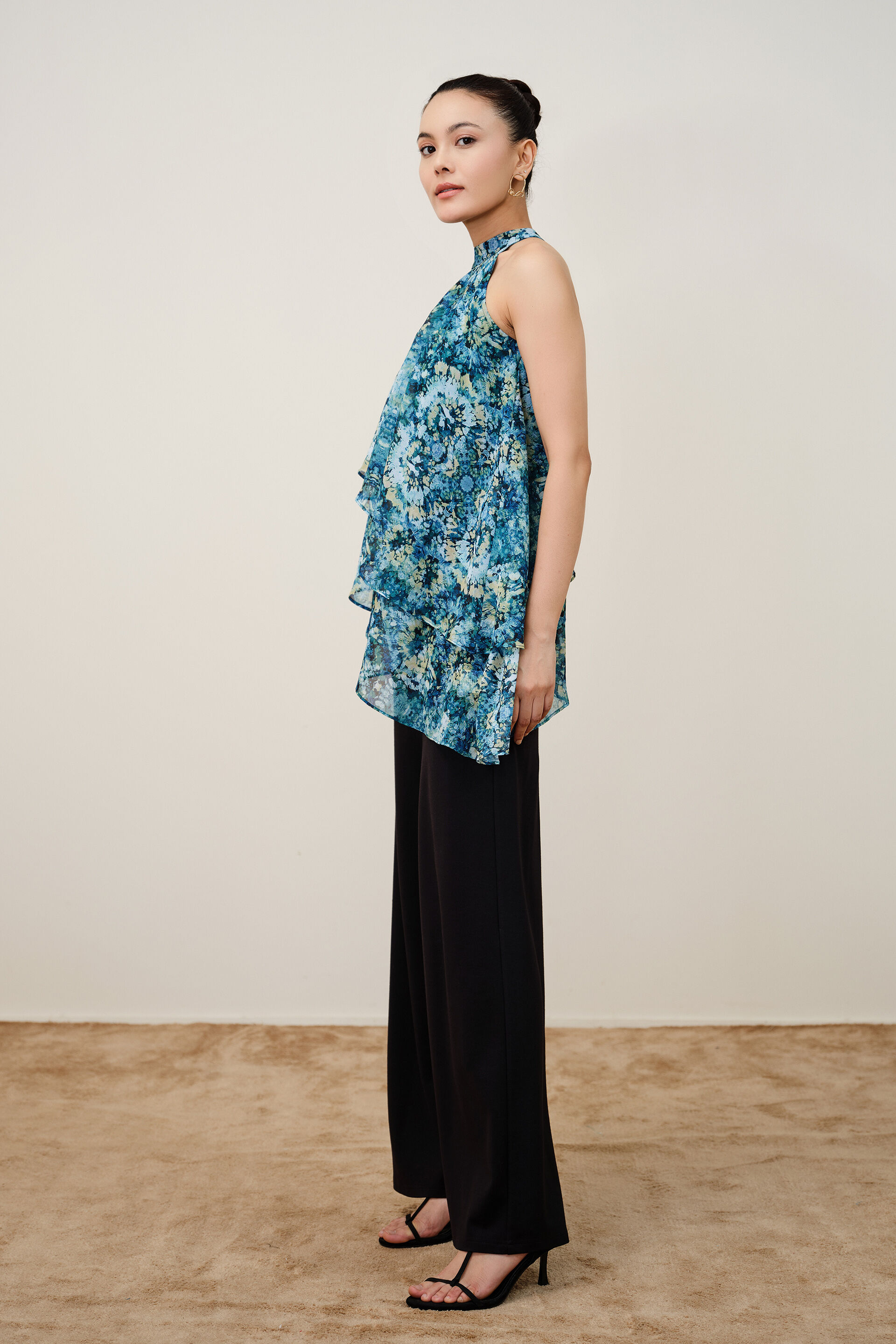 Sea Green Abstract Print Top, Green, image 4