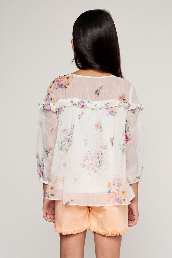 White Floral Straight Top, White, image 5