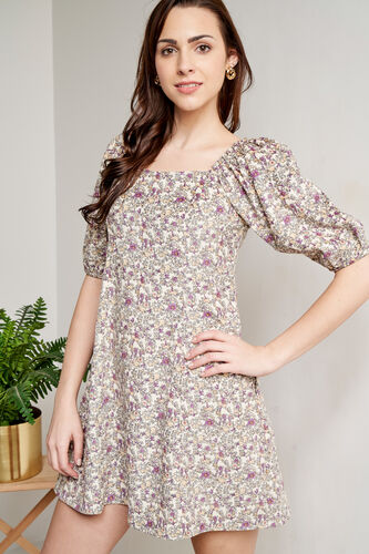 Multi Flared Floral Dress, Multi Color, image 1