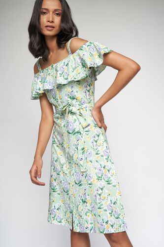 1 - Sage Green Floral Wrap Dress, image 1