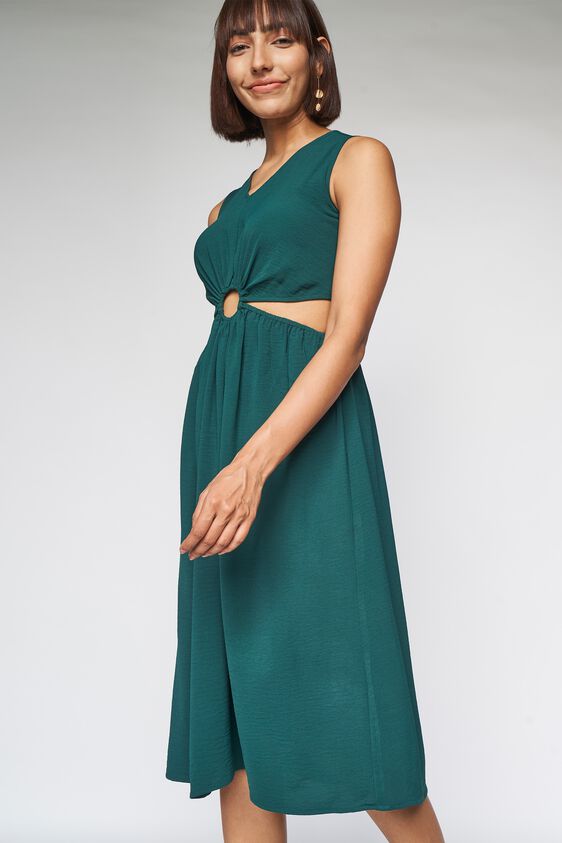 1 - Green Solid Cut Out Dress, image 1