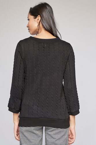 4 - Black Self Design Sweater Top, image 4