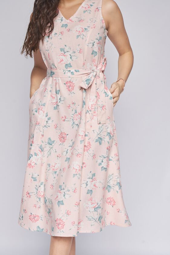 5 - Pink Floral Fit & Flare Dress, image 5