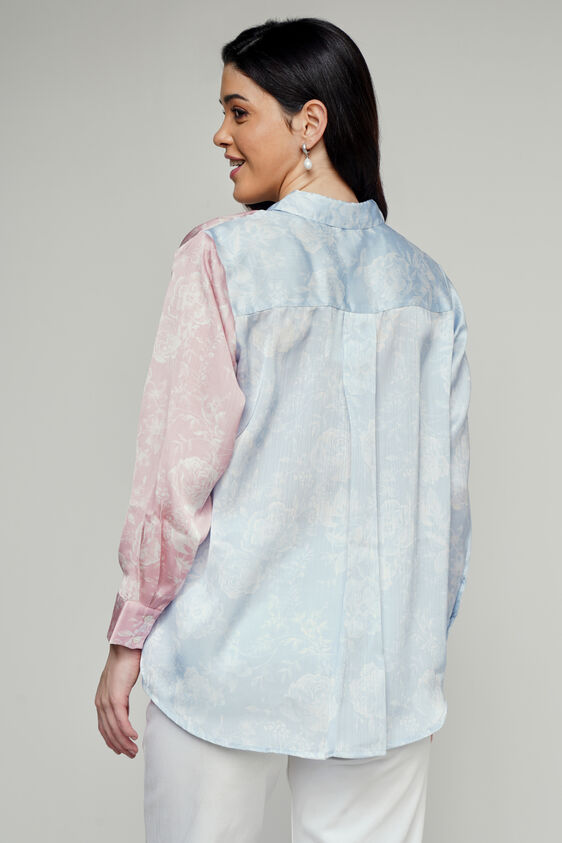 Blue And Pink Floral Curved Top, Blue, image 3