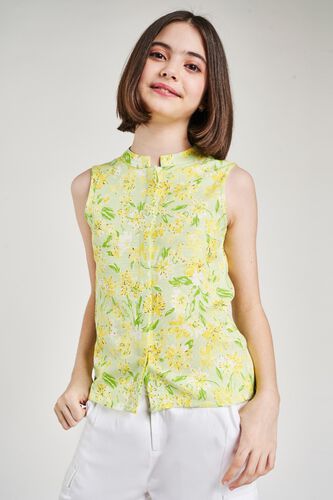 3 - Lime Floral Printed Shift Top, image 3