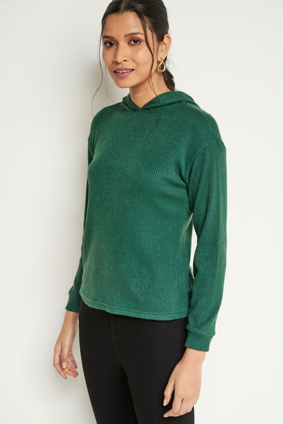 Green Solid V-Neck Top, Green, image 5