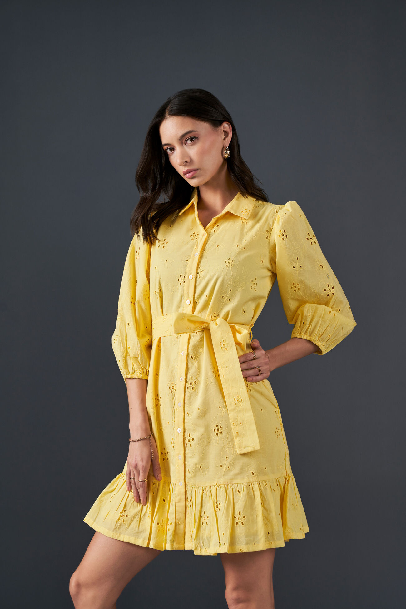 Daisy Day Cotton Dress, Yellow, image 2