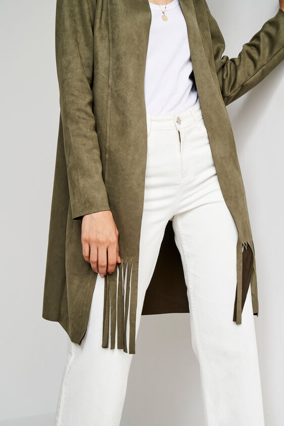 Olive Solid Straight Jacket, Olive, image 4
