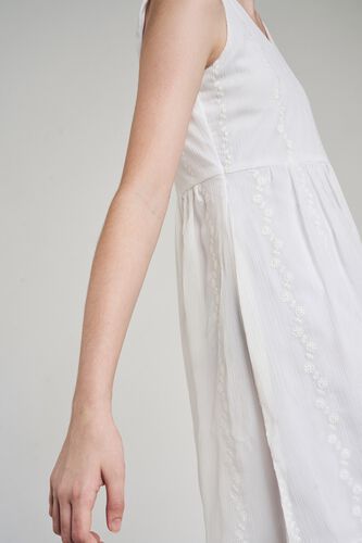 6 - White Self Design Fit And Flare Dress, image 6