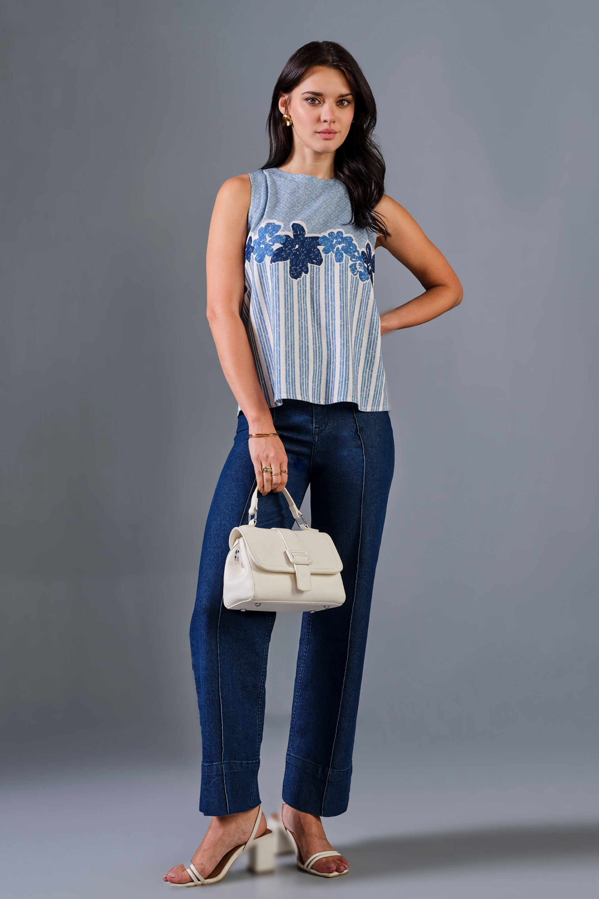 Blueming Viscose Blend Top, Blue, image 2