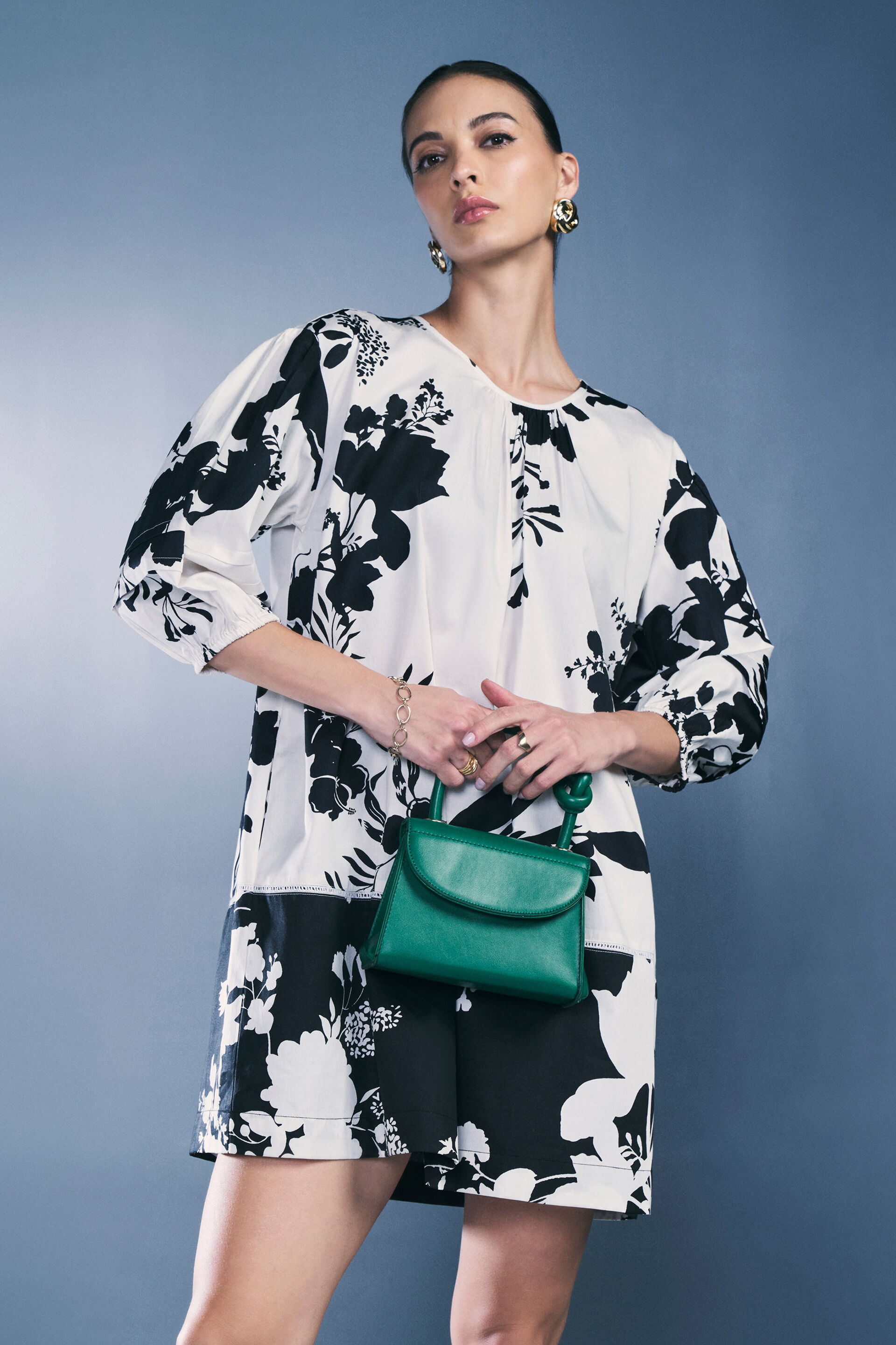 Monochrome Gardenia Dress, White, image 2