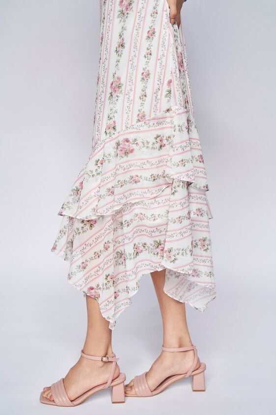 7 - White Floral Asymmetric Dress, image 7