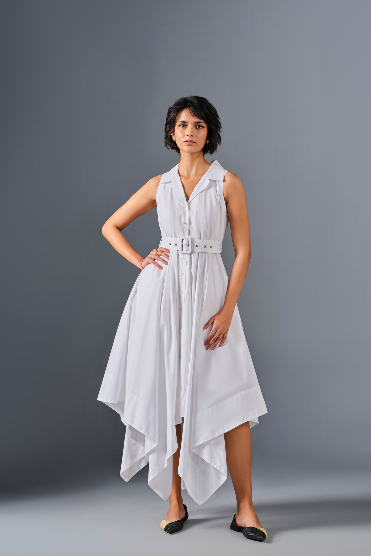 Frolic Summer Cotton Dress, White, image 1