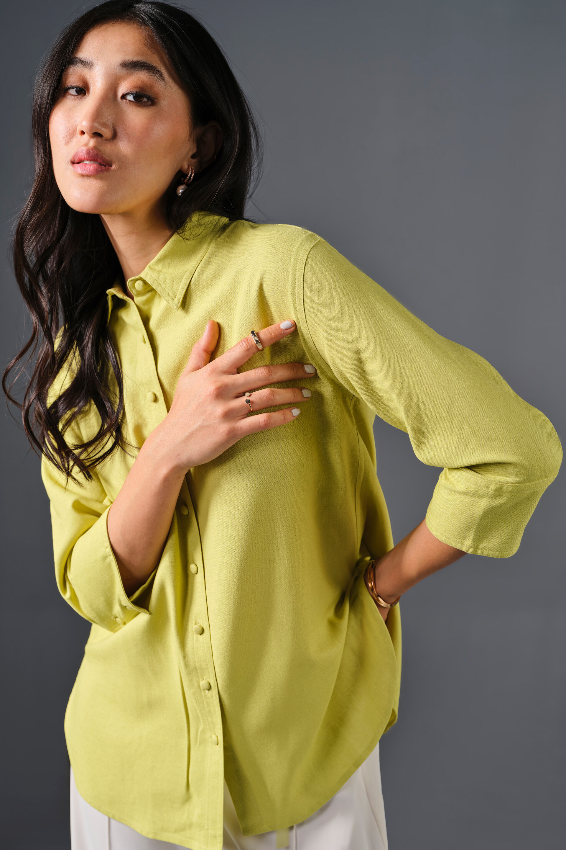 Keep It Neutral Viscose Blend Shirt, Green, image 5