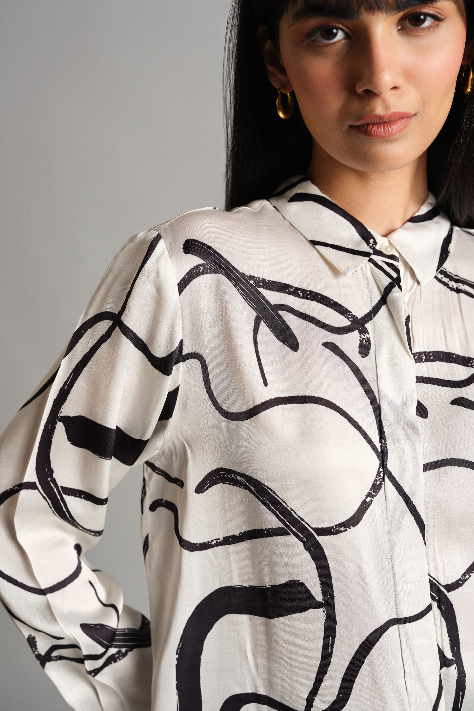 Abstract Curve Shirt, White, image 3